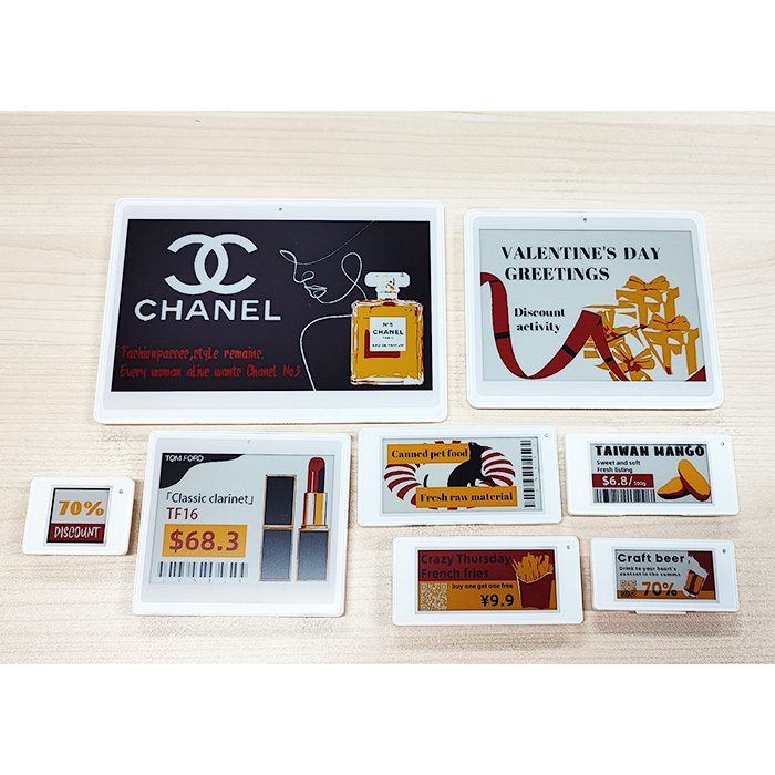 Affichage d'étiquettes de vente au détail électronique 4 couleurs de 2,66 pouces Couleur Noir Blanc Rouge Jaune